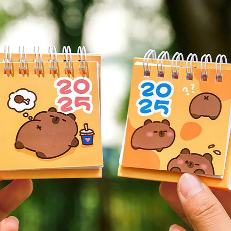 Kreativer Mini-Cartoon-Tischkalender, niedlicher Capybara, tragbarer Taschenkalender, verwalteter Zeitplan, Desktop-Dekoration, Geschenke