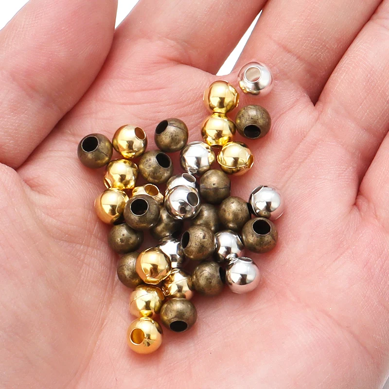 20-500pcs Iron Positioning Ball Beads Round Loose Spacer Bead For Jewelry Making DIY Bracelet Necklace Wedding Accessories