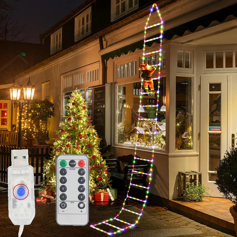 LED Christmas Lights Christmas Decorative Ladder Light String with Santa Claus for Indoor Outdoor Window Garden Xmas Tree Decor view 5