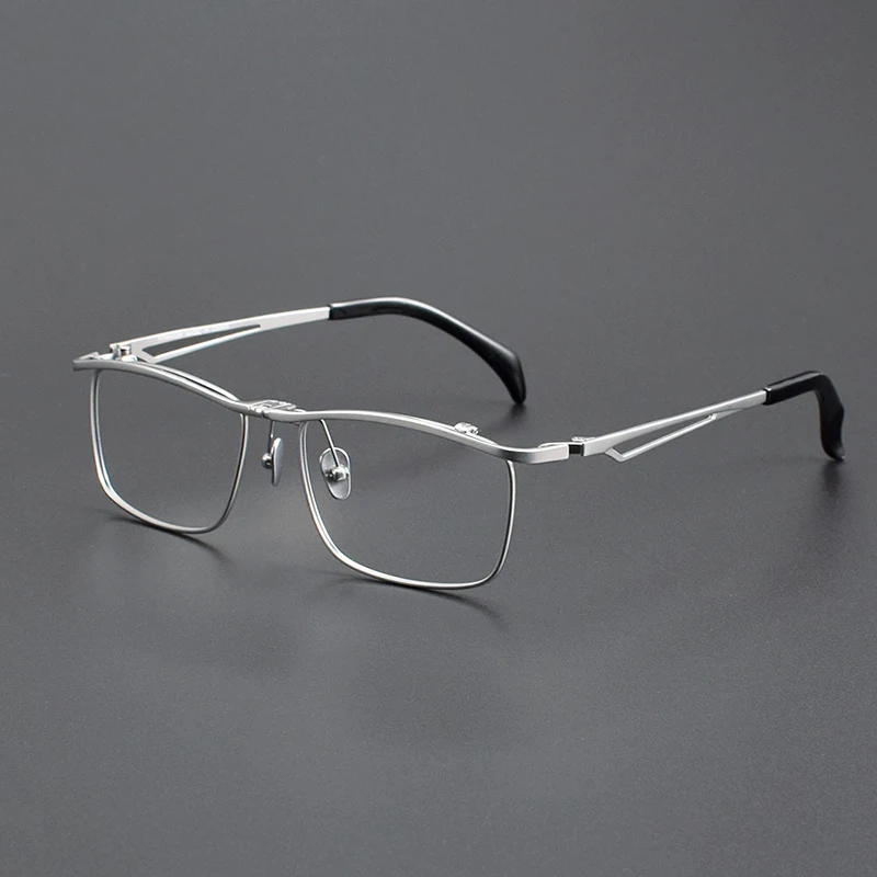 Pure Titanium 180° Flip Square Eyeglasses Frame Optical Reading Eyewear for Men And Women Prescription Compatible Hyperopia