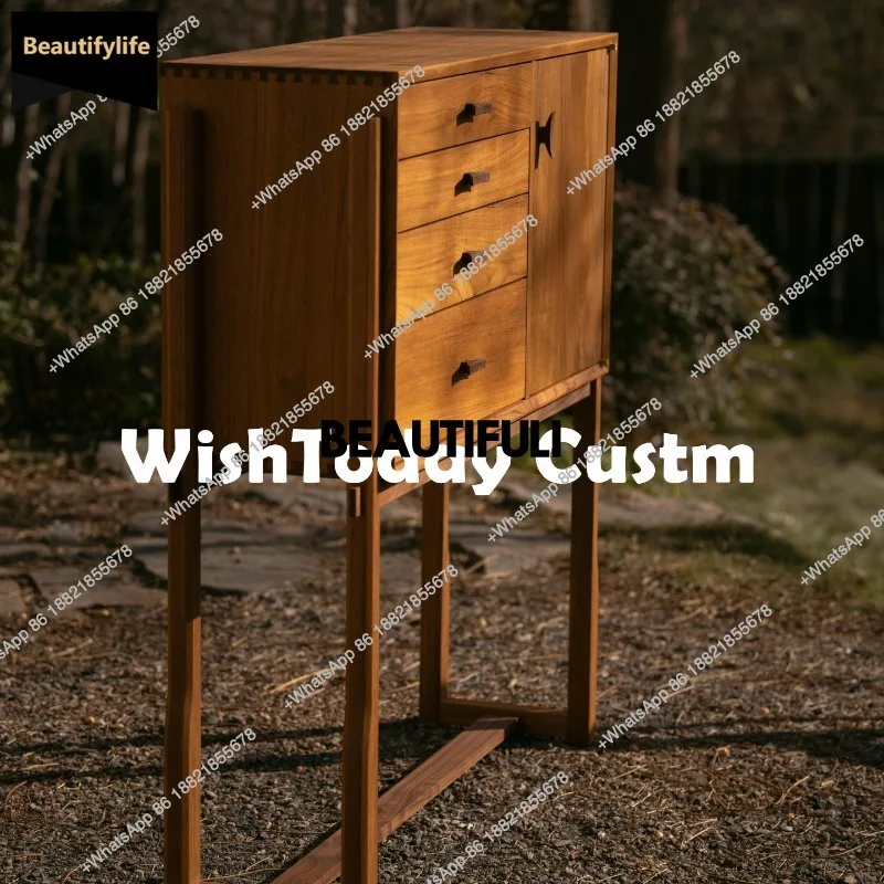 

D80 Средневековый обеденный боковой шкаф из цельного дерева, шкафчик, нишевый шкаф для хранения мебели для гостиной