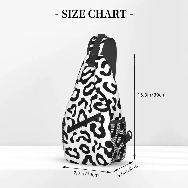 Sac de poitrine à motif léopard noir pour hommes et femmes, sac à bandoulière oblique, carillon à la mode, initié au sport et aux loisirs