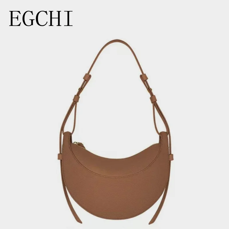 

EGCHI Solid Color Single-shoulder Diagonal Bag Women's Leather Zipper Underarm Bag High Quality Shoulder Bags For Women сумка же