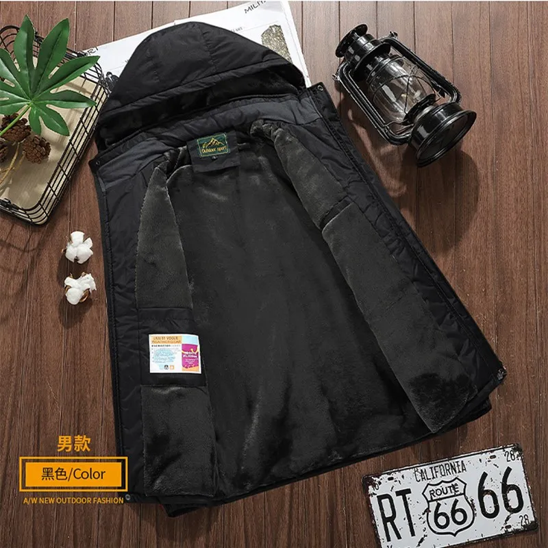 9XL Outdoor Hiking Sports Jacket Men Women Winter Windproof Warm Hooded Windbreaker Coat Thermal Waterproof Jacket Plus Size
