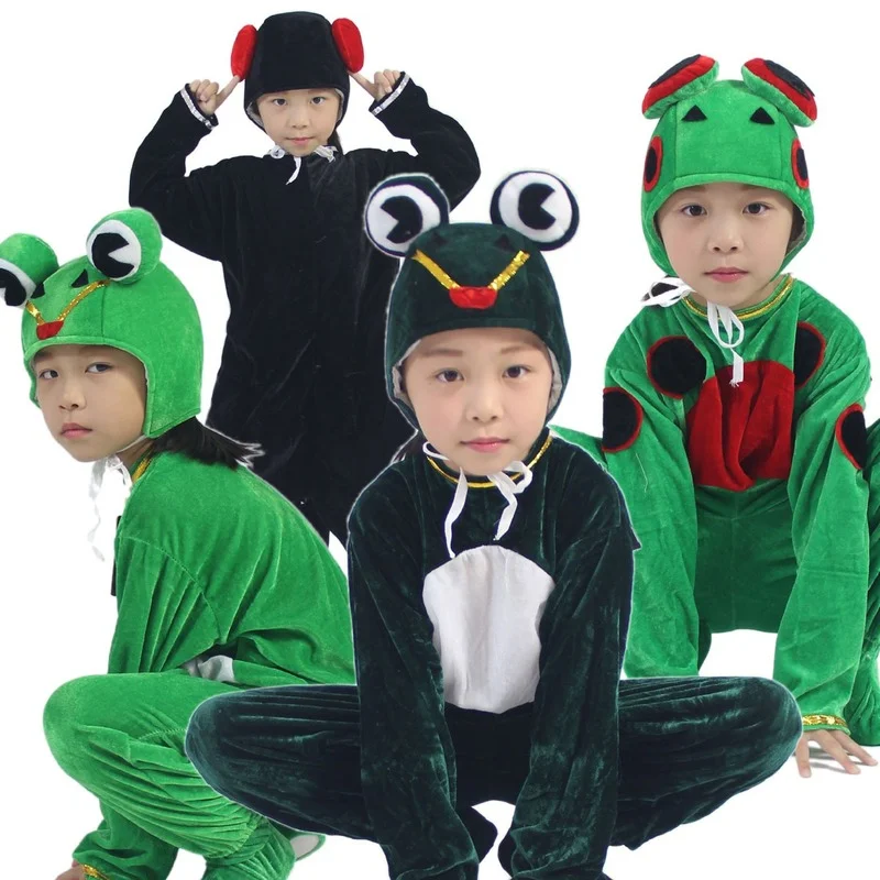 

Cartoon Plush Animal Fancy Dress School Show Green Frog Tadpole Toad Hats Children Adults Gifts Cosplay Halloween Costume