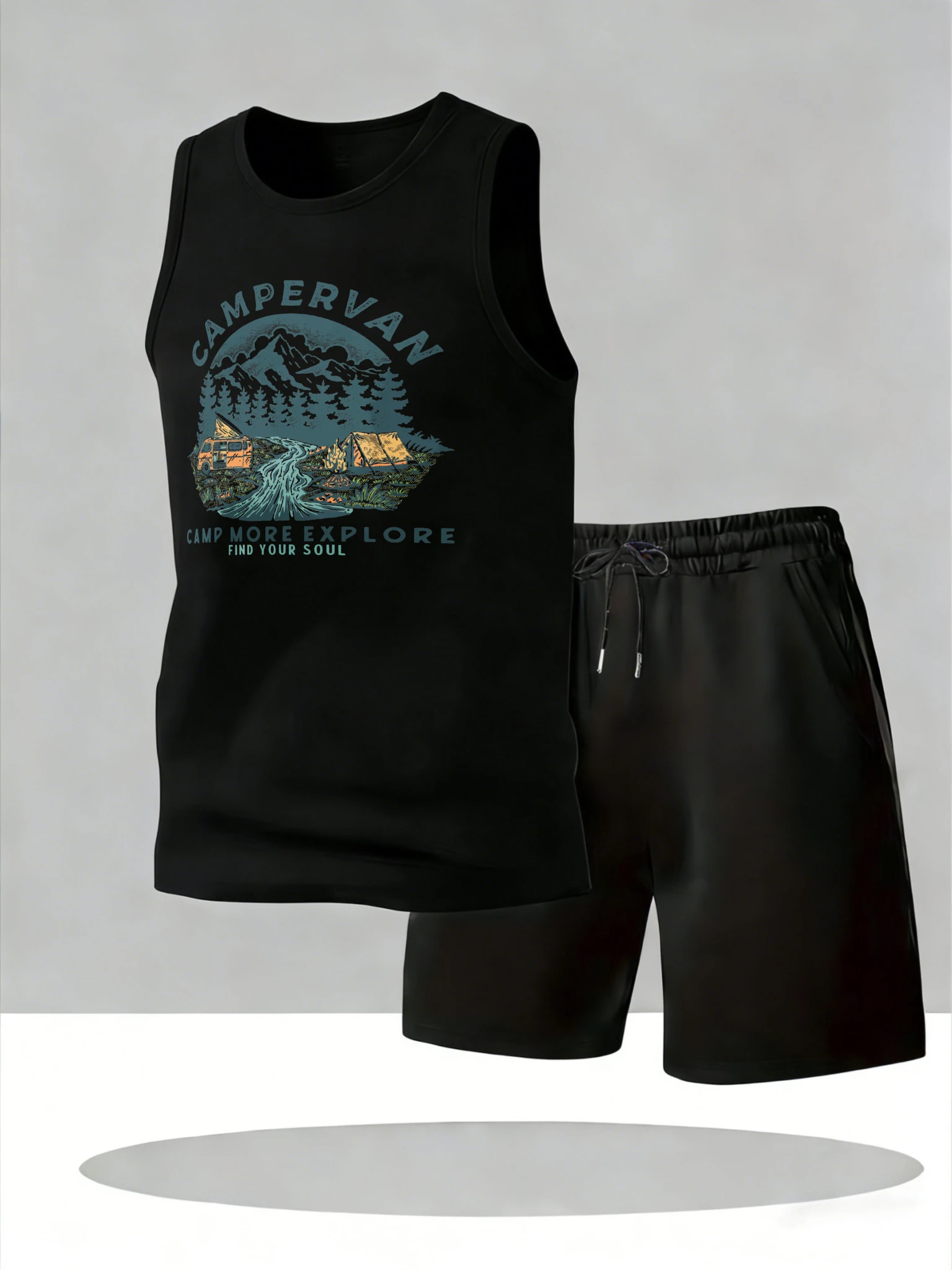 

Men's Tank Top Sets 2026 Summer Quick drying Tracksuit men crewneck Breathable beach seaside oversize sports men's tracksuit