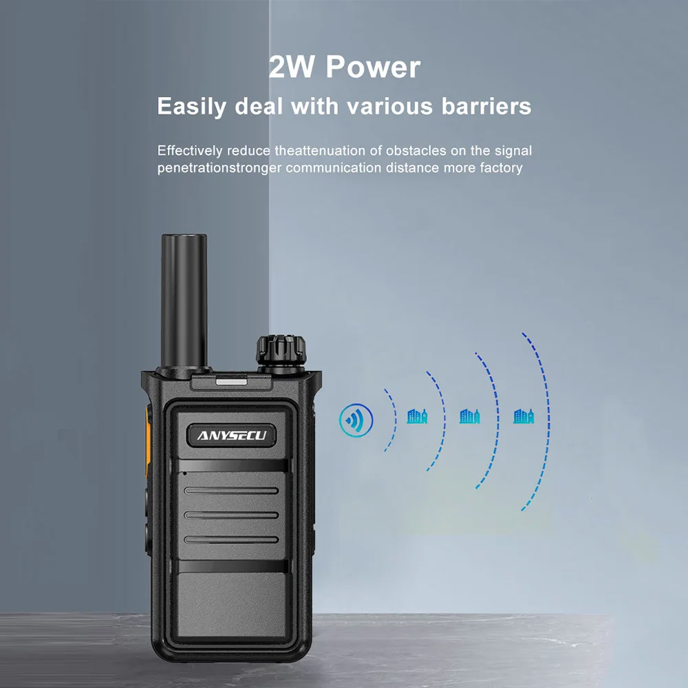 Anysecu AC-M10 2W UHF 400-470MHZ 1500mAh 16CH rádio analógico profissional FM Tansceiver um clique 50 CTCSS walkie talkie