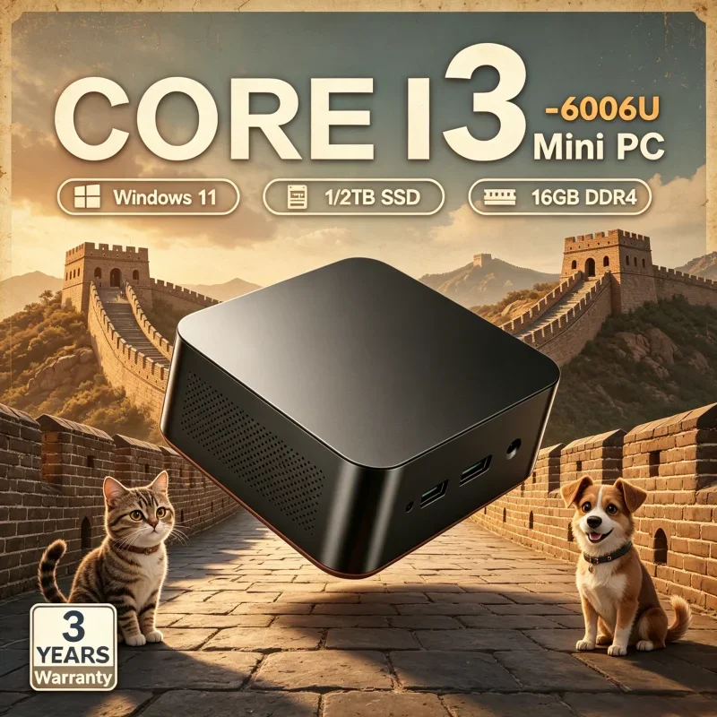 

2026 Majestic Willowy MINI PC Windows 11 Pro Core I3 6006U RAM 1TB SSD WIFI 6 BT5.2 4K HD Radiant Laid-back Gaming Home