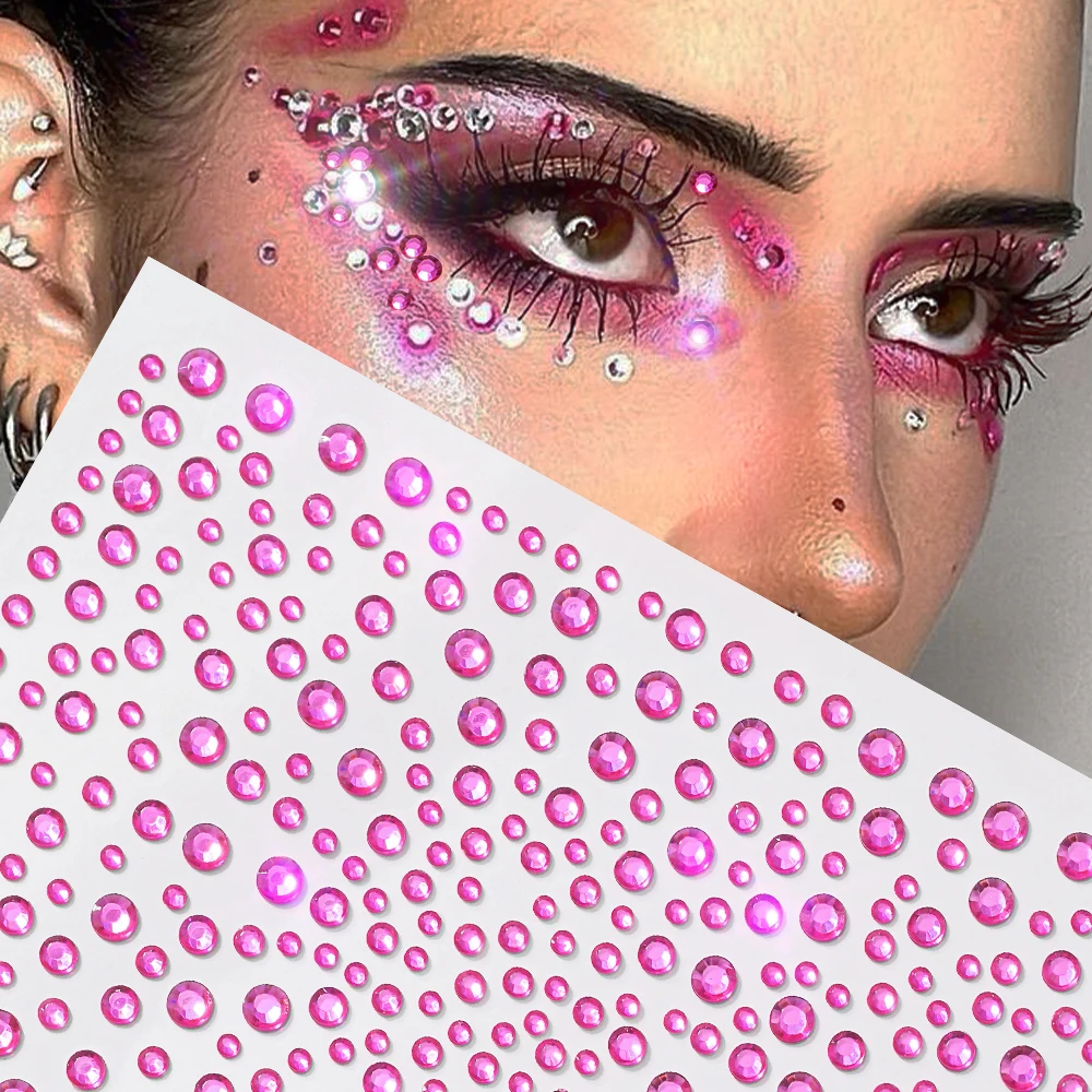 

1 лист (200-300 шт.) розово-красная круглая наклейка с бриллиантами для лица 2/3/4/5 мм блестящая розовая красная наклейка со стразами DIY макияж/тело/ползунок для лица