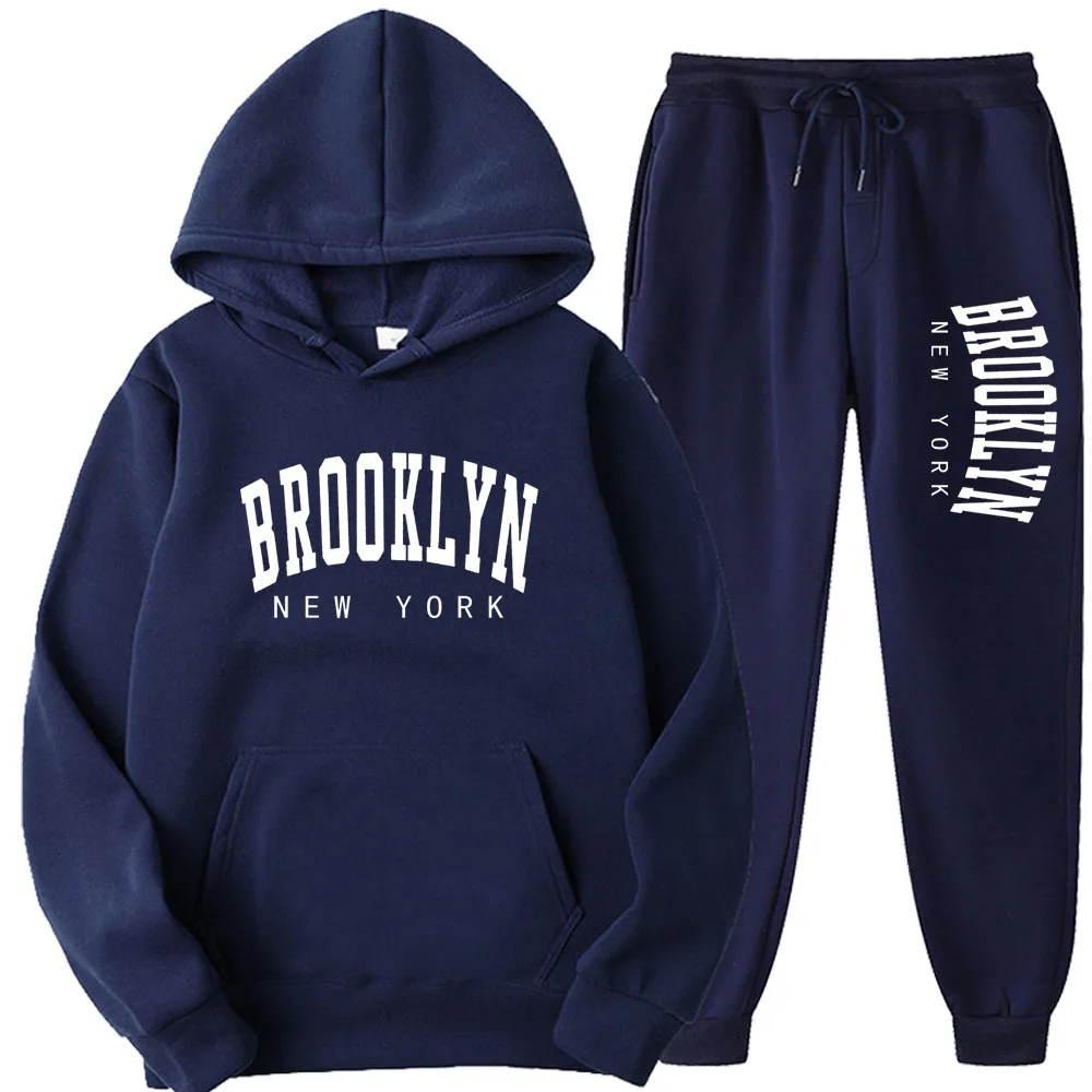 BROOKLYN NEW YORK Otoño Invierno hombres mujeres Sudadera con capucha traje de algodón puro pareja sudaderas para correr ropa de calle de gran tamaño nuevo