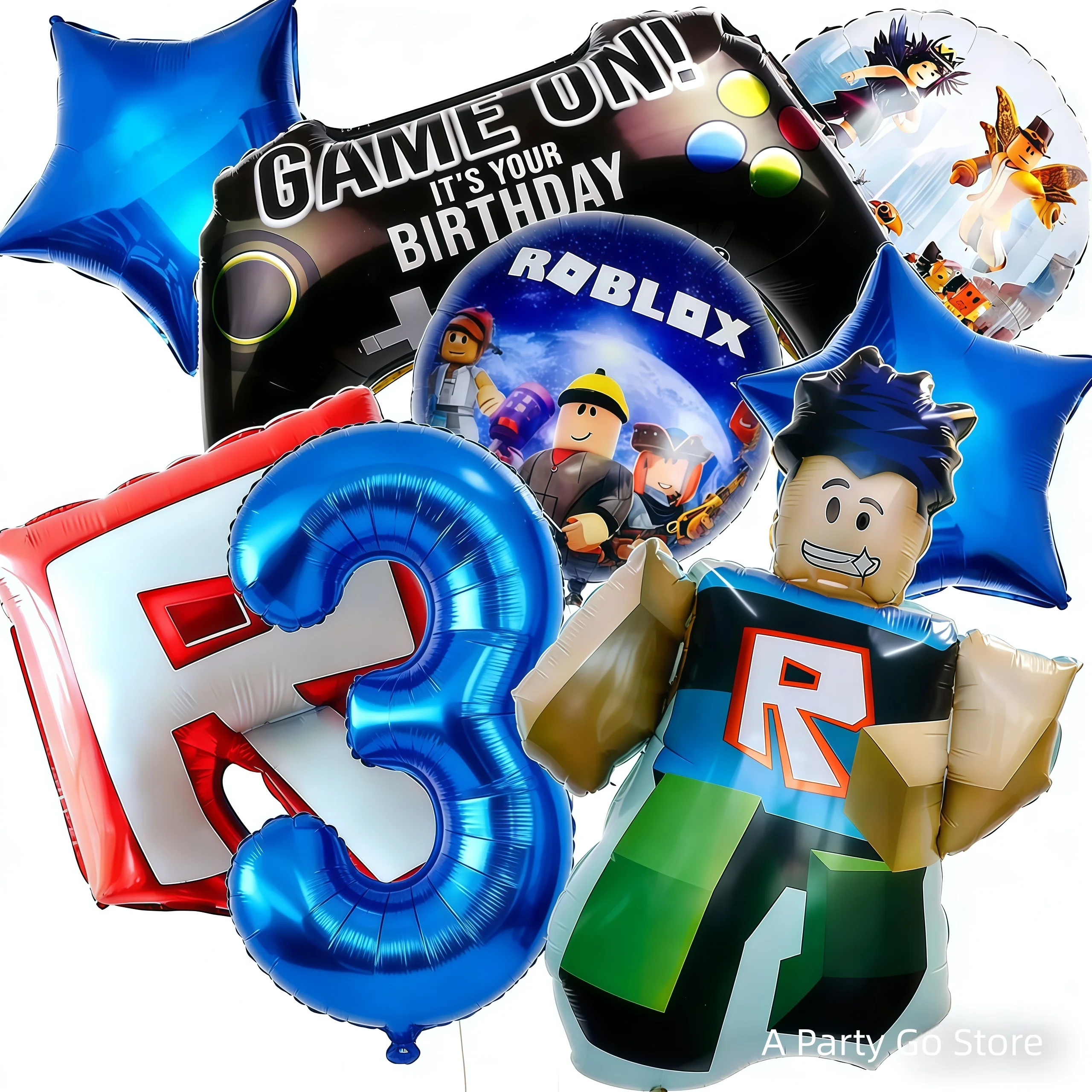 Roblox Ballonnen Cartoon Game Roblox Set Jongensballonnen Cartoon Dubbelzijdig gevormd Verjaardagsfeestje Decor Babyshower Nummer