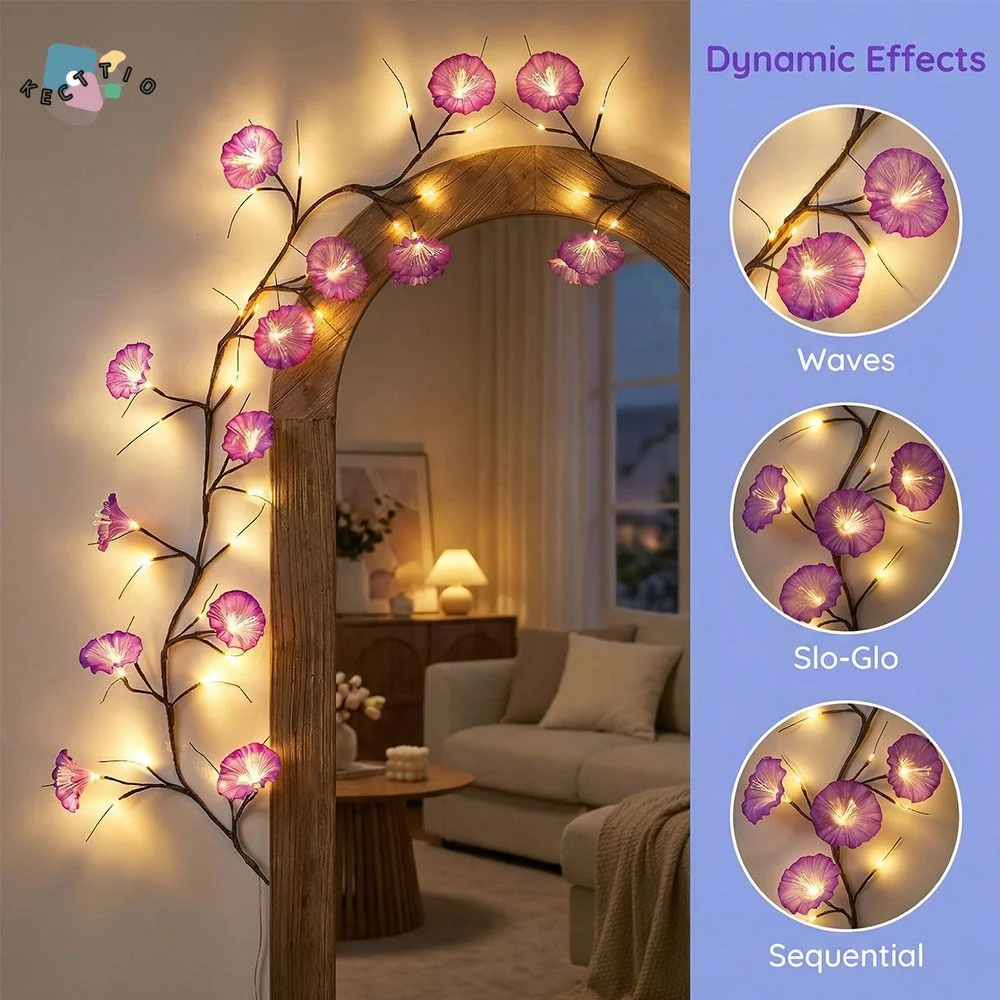 

Гибкие светодиодные гирлянды в виде вьющихся растений с реалистичным дизайном цветов и листьев, светодиодные светильники с функцией формовки изгибающихся элементов