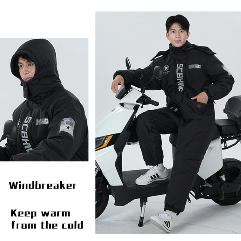 

Winter Thick Fleece Jumpsuit Waterproof Windproof Ski Suit for Men Women Winter Outdoor motorcycle suit
