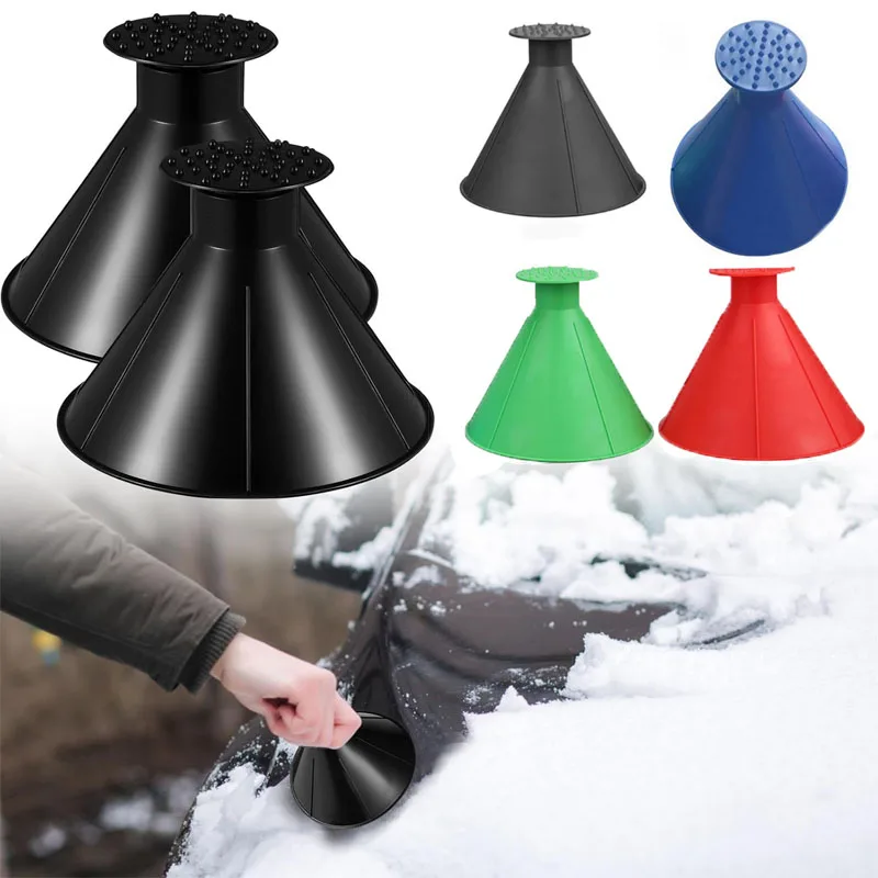 Ice Scrapers Cone Shaped Car Snow Remover Round Snow Scraper with Funnel Snow Removal Shovel Tool Winter Accessories for Home