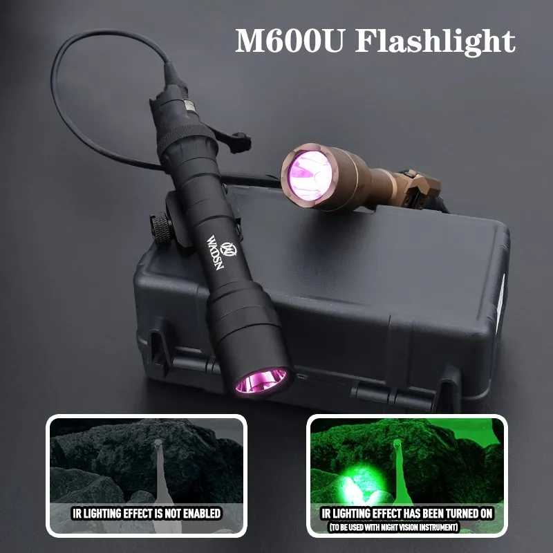 WADSN Tactics M600 M600C M600U Metal Flashlight IR LED Light Hunting Weapon Airsoft Accessroy With Pressure Switch Fit 20mm Rail