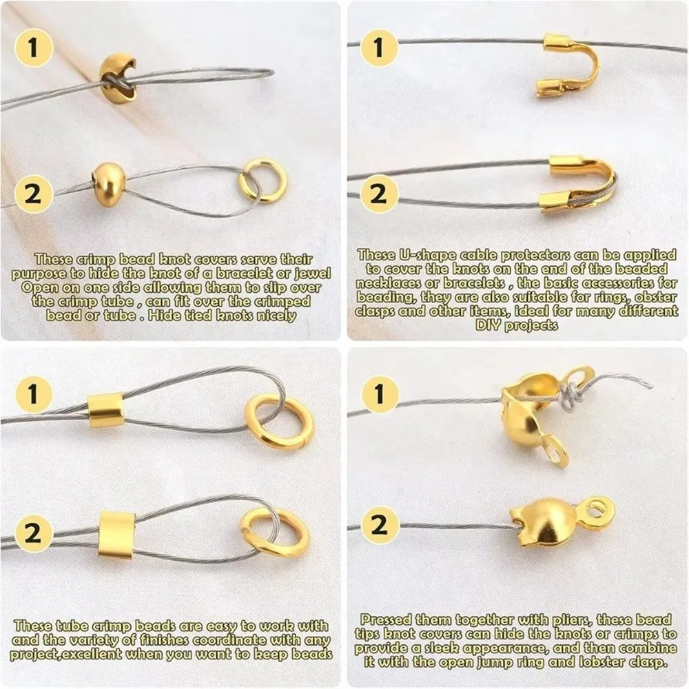 6/12 Grids Jewelry Making Supplies Kit DIY Wire Guard Jewelry Repair Tools Open Jump Rings Crimp Tube Cover