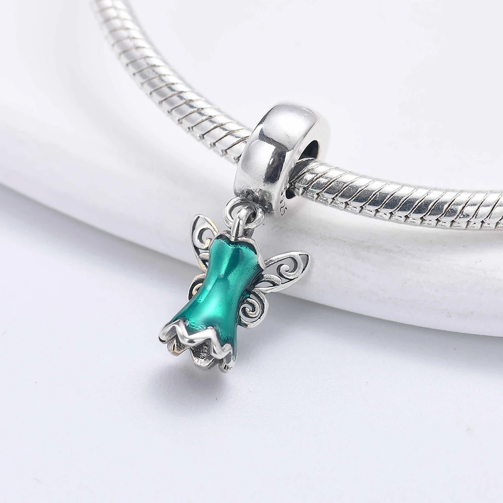 ديزني 925 الفضة سحر الجمال الوحش الأميرة عائشة قلادة فضة الخرزة روز سحر صالح الأصلي الإكسسوارات النساء المجوهرات