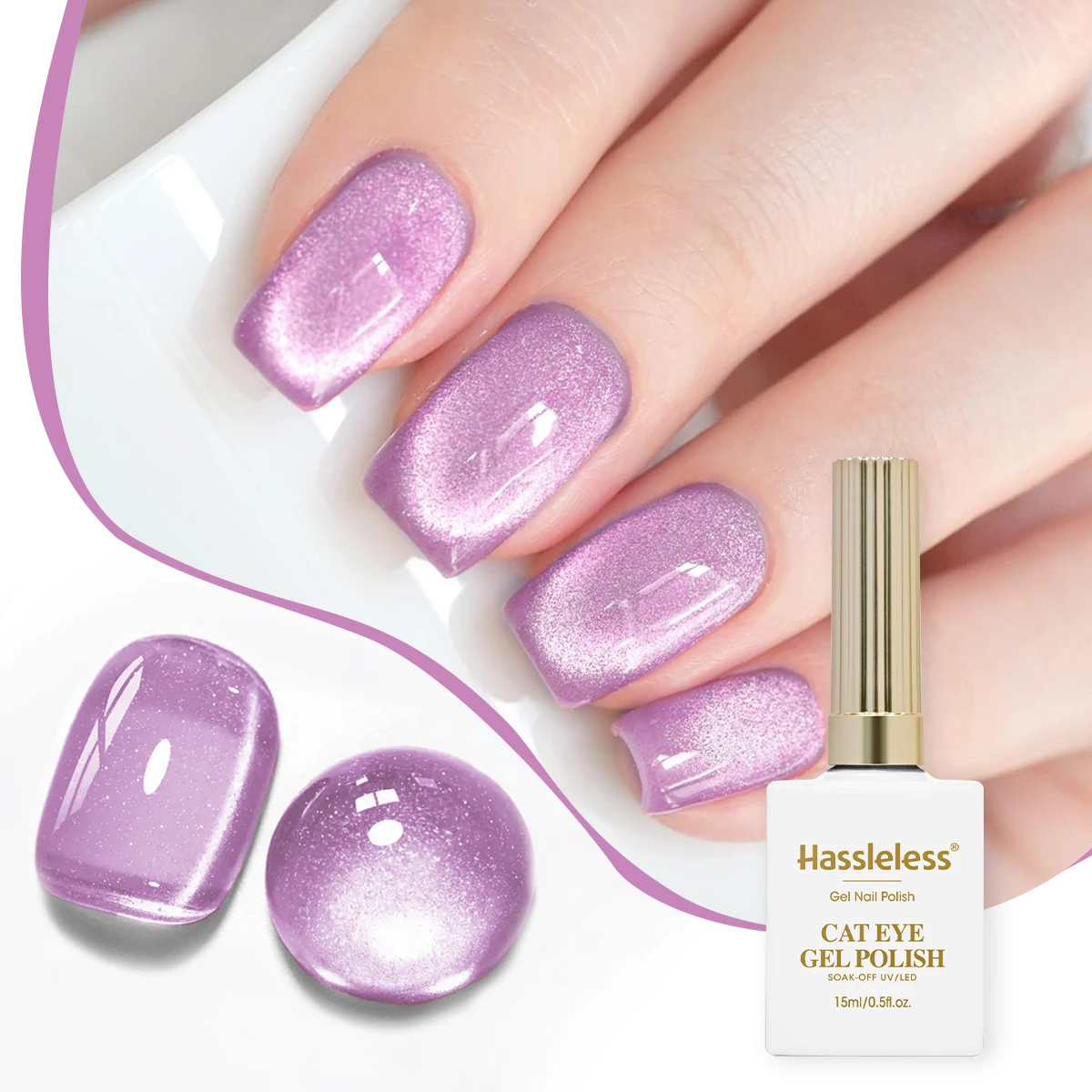 Esmalte em Gel Olho de Gato Profissional Sem Complicações, 6 Cores, Gel Olho de Gato Suave Primavera/Verão para Salões Offline, Remoção Suave