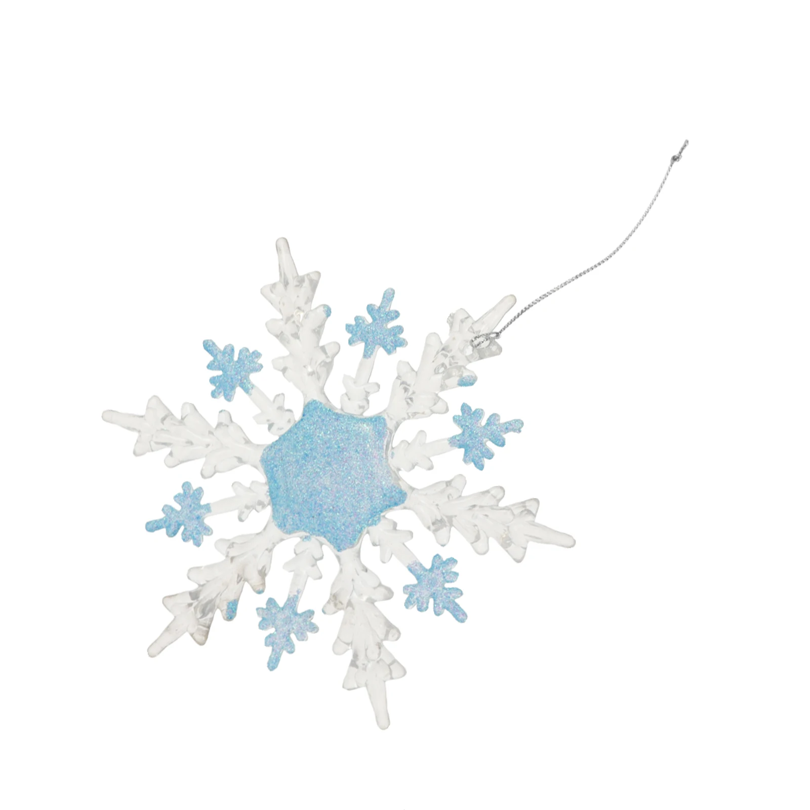 

1Pcs Acrylic Snowflake Pendant Blue Translucent Xmas Hanging Decoration Xmas Tree Decor Acrylic Snowflake Ornaments