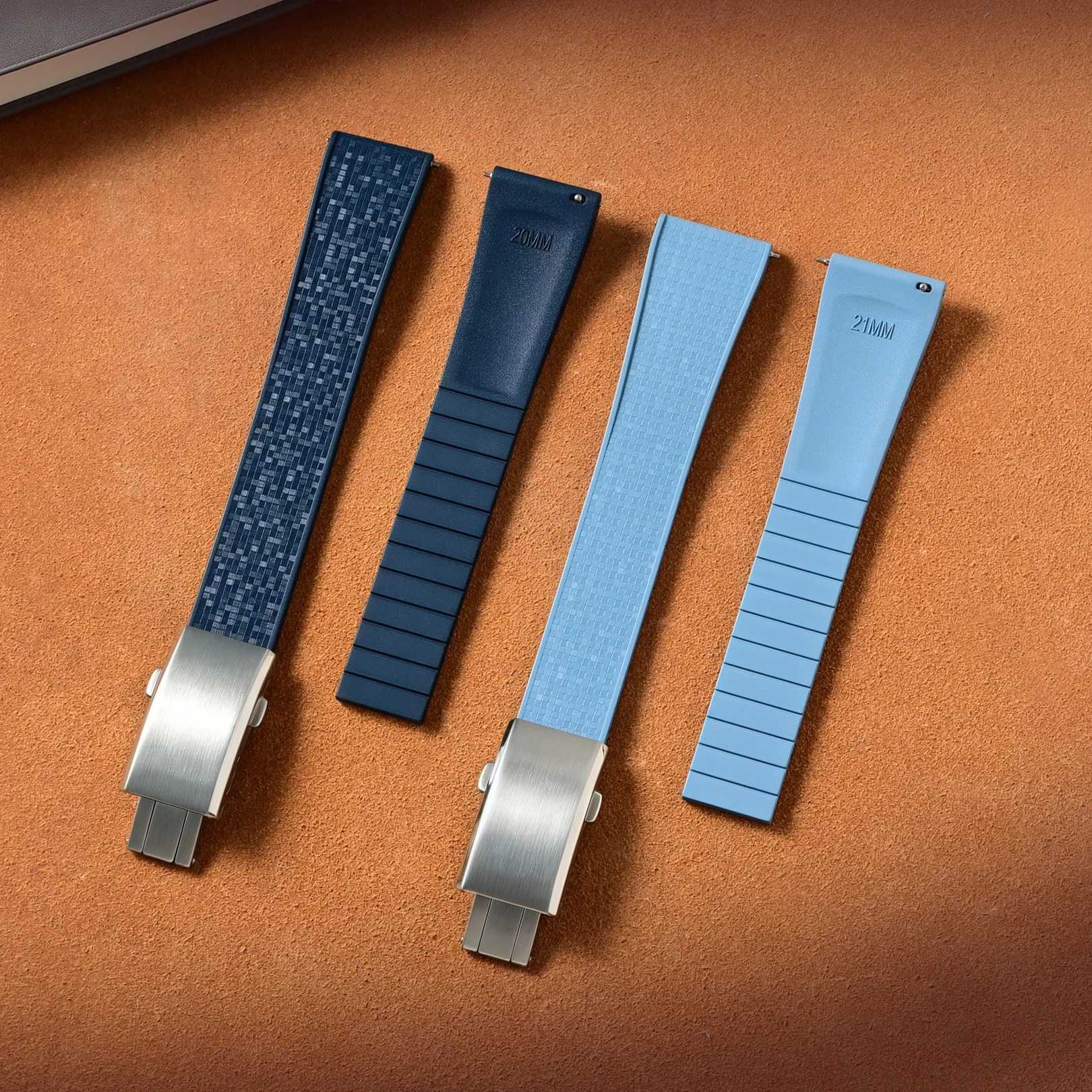 Correa de caucho fluorado CTS de 18mm, 19mm, 20mm, 21mm y 22mm para reloj Cartier Longines SEIKO Citizen, pulsera cortada a la talla FKM