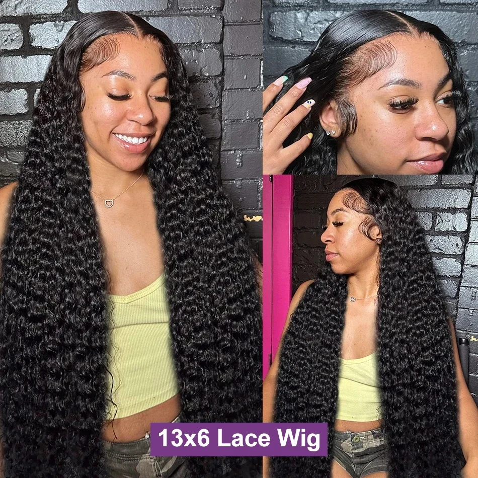 38 Inch Deep Wave Lace Frontal Wig 13x4 13x6 Transparent Lace Front Human Hair Wigs For Women Brazilian Curly 5X5 Glueless Wig