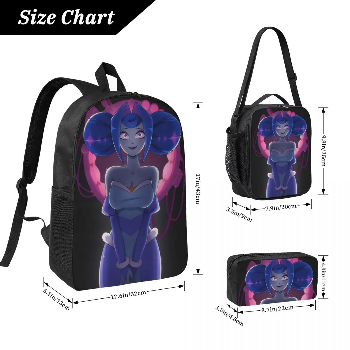 3Pcs K-Knights Of Guinevere Backpack Set for Boy Girl Pencil Boxes Bookbag Sets with Lunch Box For School Students Knapsack
