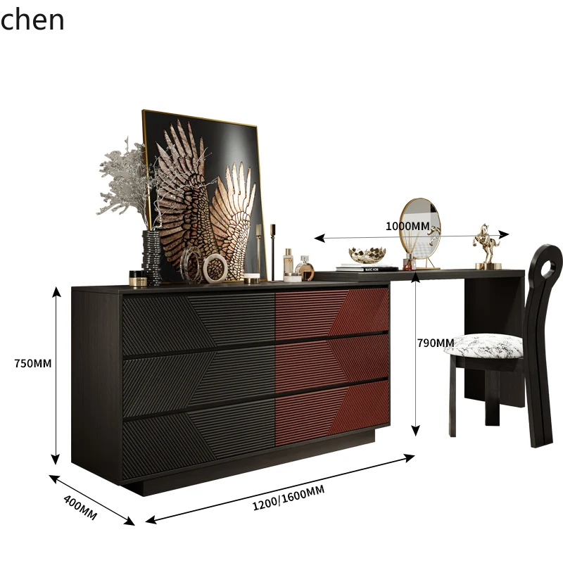HT medieval solid wood retro chest integrated makeup modern simple bedroom bedside dresser