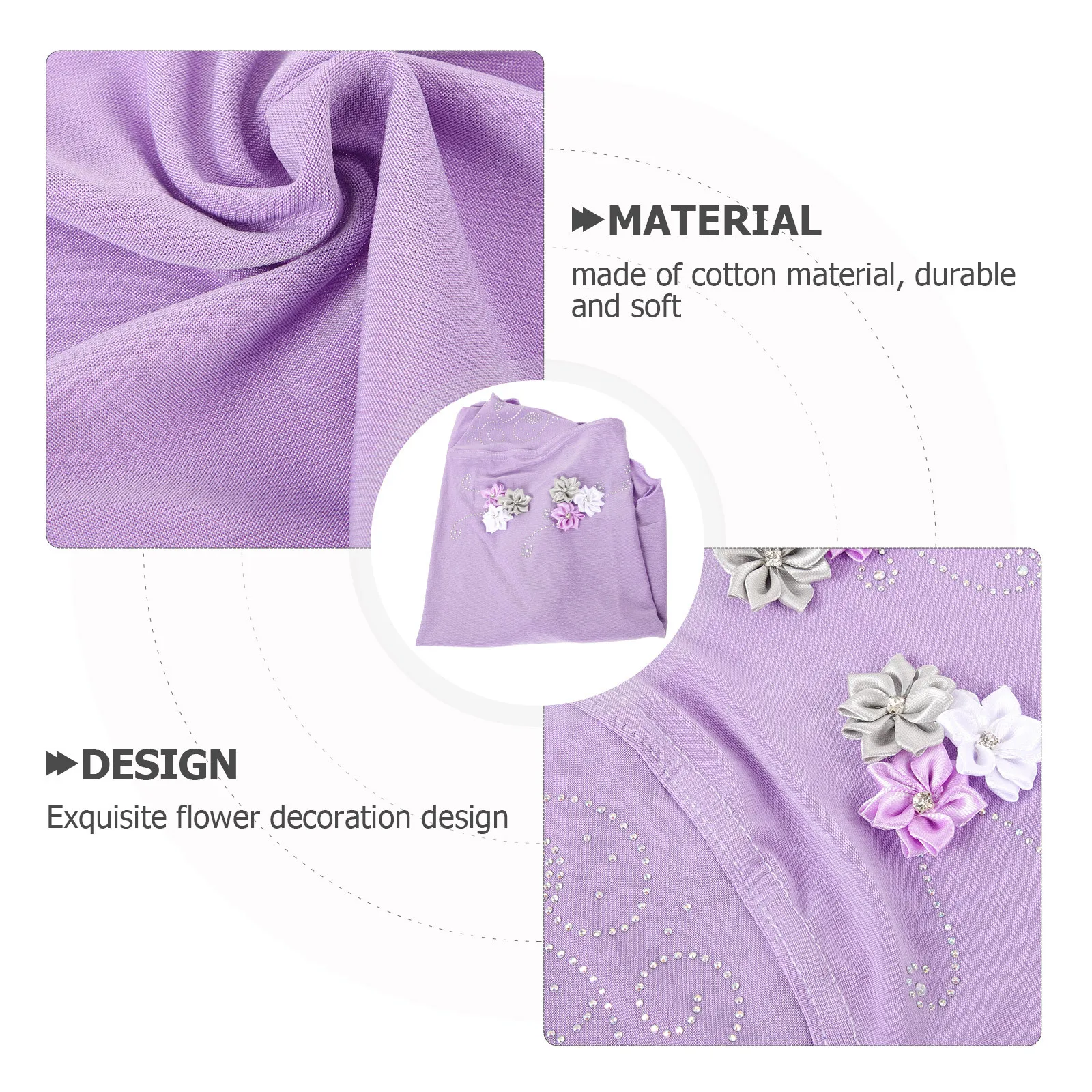 

Hijab Cap Cotton Breathable Flower Decoration Muslim Full Neck Coverage Underscarf Turban Hat Lightweight Scarf for Women Muslim