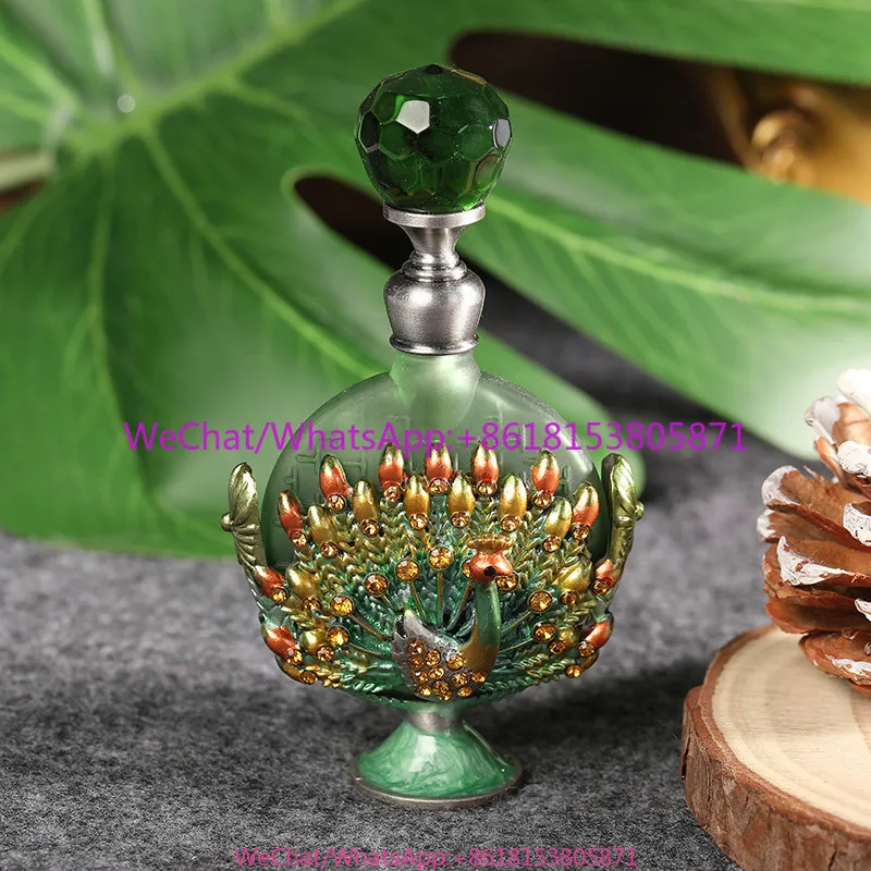 10ML European retro green peacock essence empty bottle essential oil sub-packaging