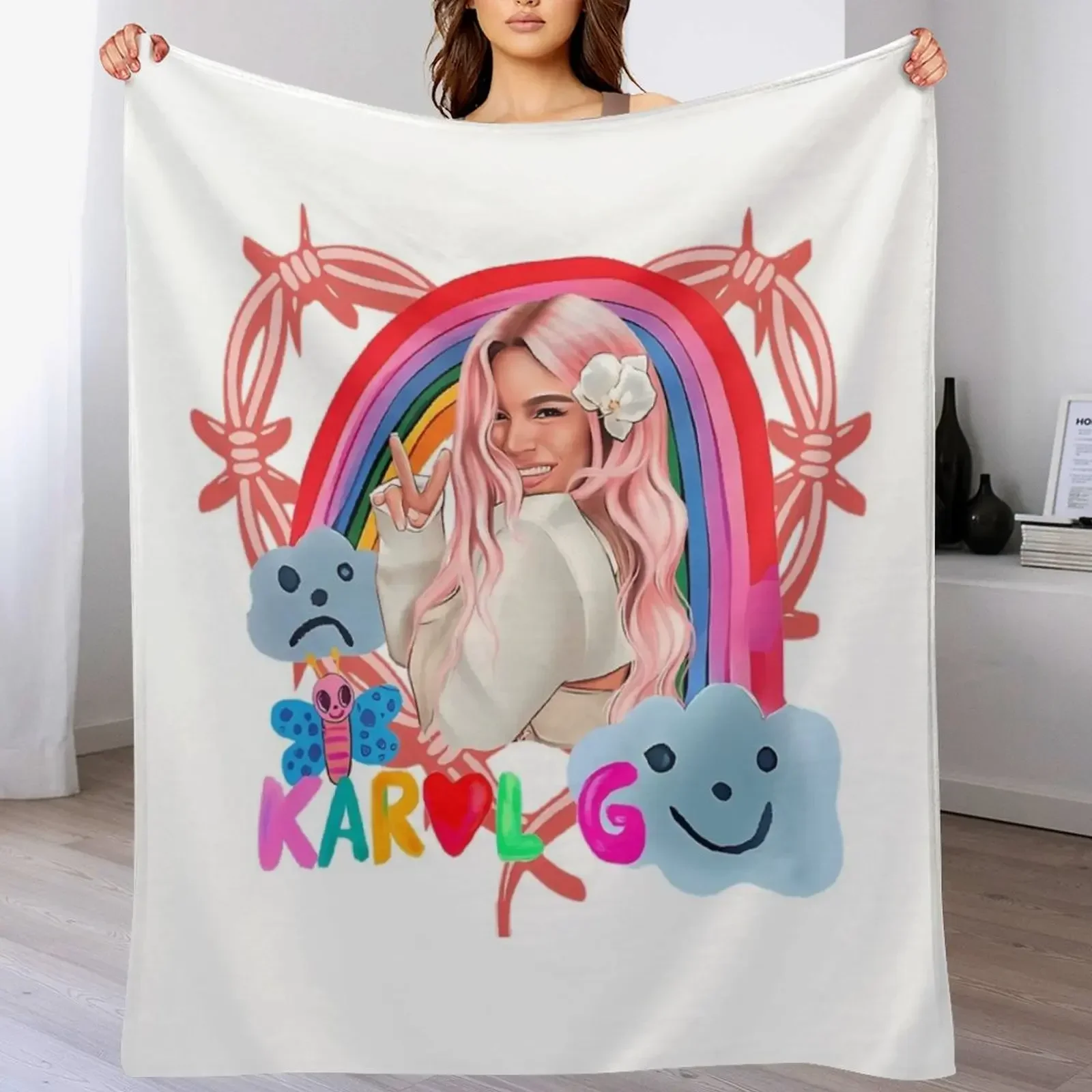 

Manana Sera Bonito Karol G 2023 - Karol Sirenita, Maana será bonito, bichota and heart tattoo, kids, Bichota-Karo Throw Blanket