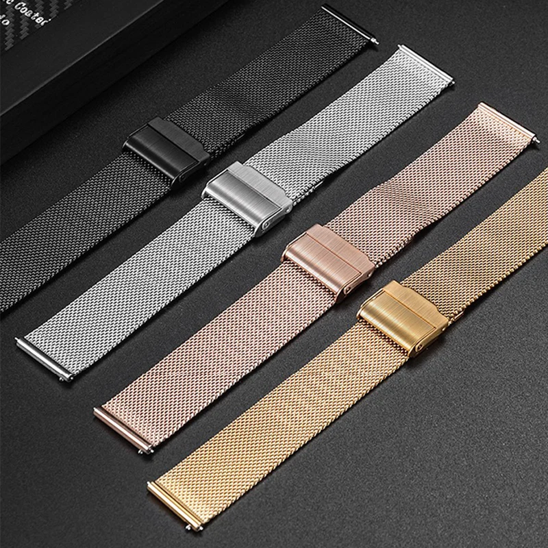 Mesh Milanese Strap 12/14/13/15/16/17/18/19/20/21/22/24mm Universal Stainless Steel Metal Band Bracelet Smart Watch Accessories