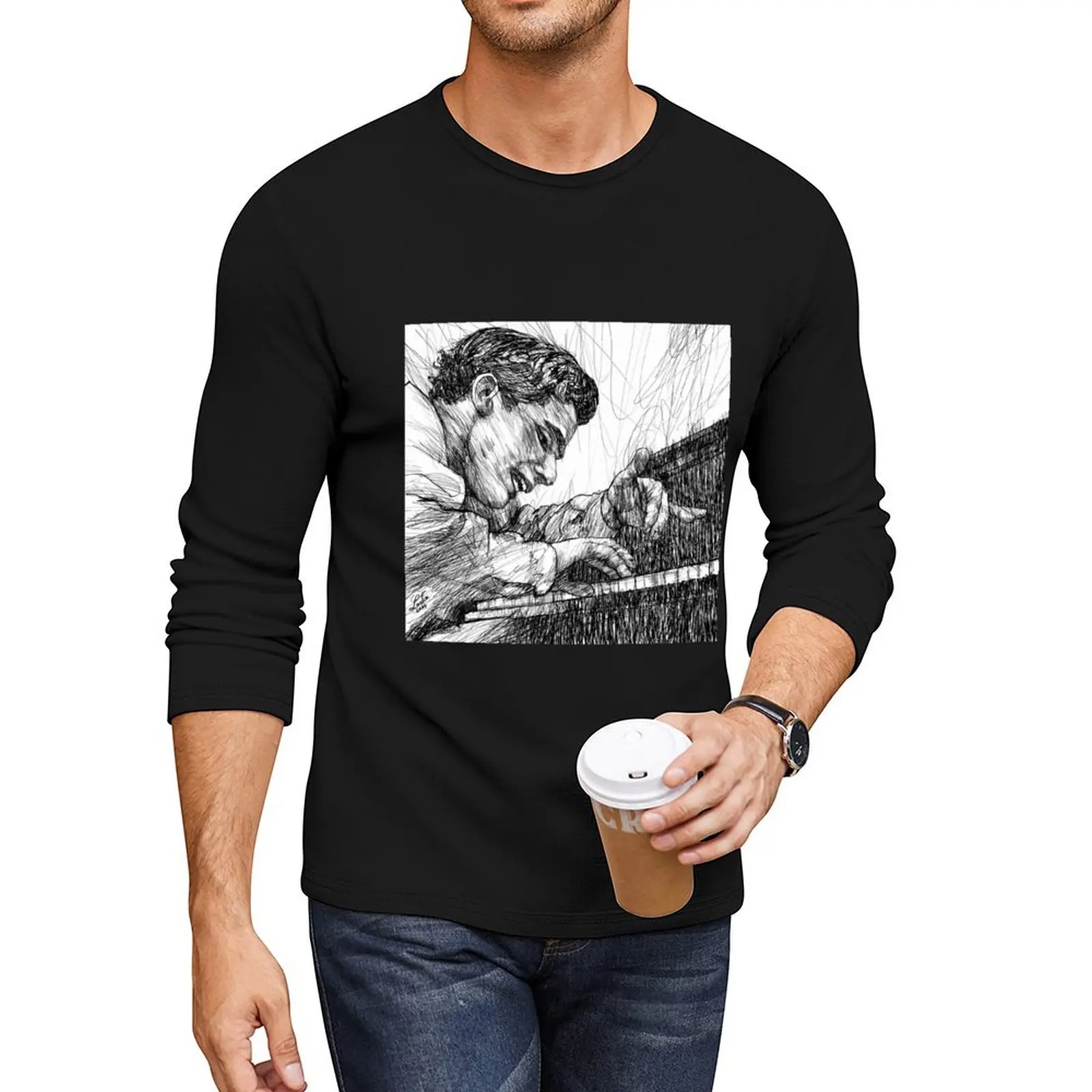 

GLENN GOULD - ink portrait .2 Long T-Shirt sublime t shirt black t shirt vintage t shirt sweat shirts shirts for men pack