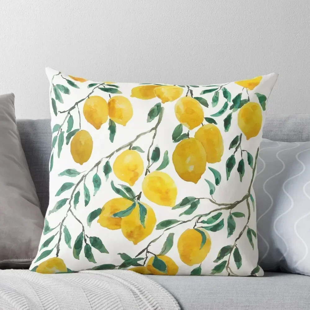 

watercolor yellow lemon pattern Throw Pillow Pillow Decor Sofa Cushion pillow