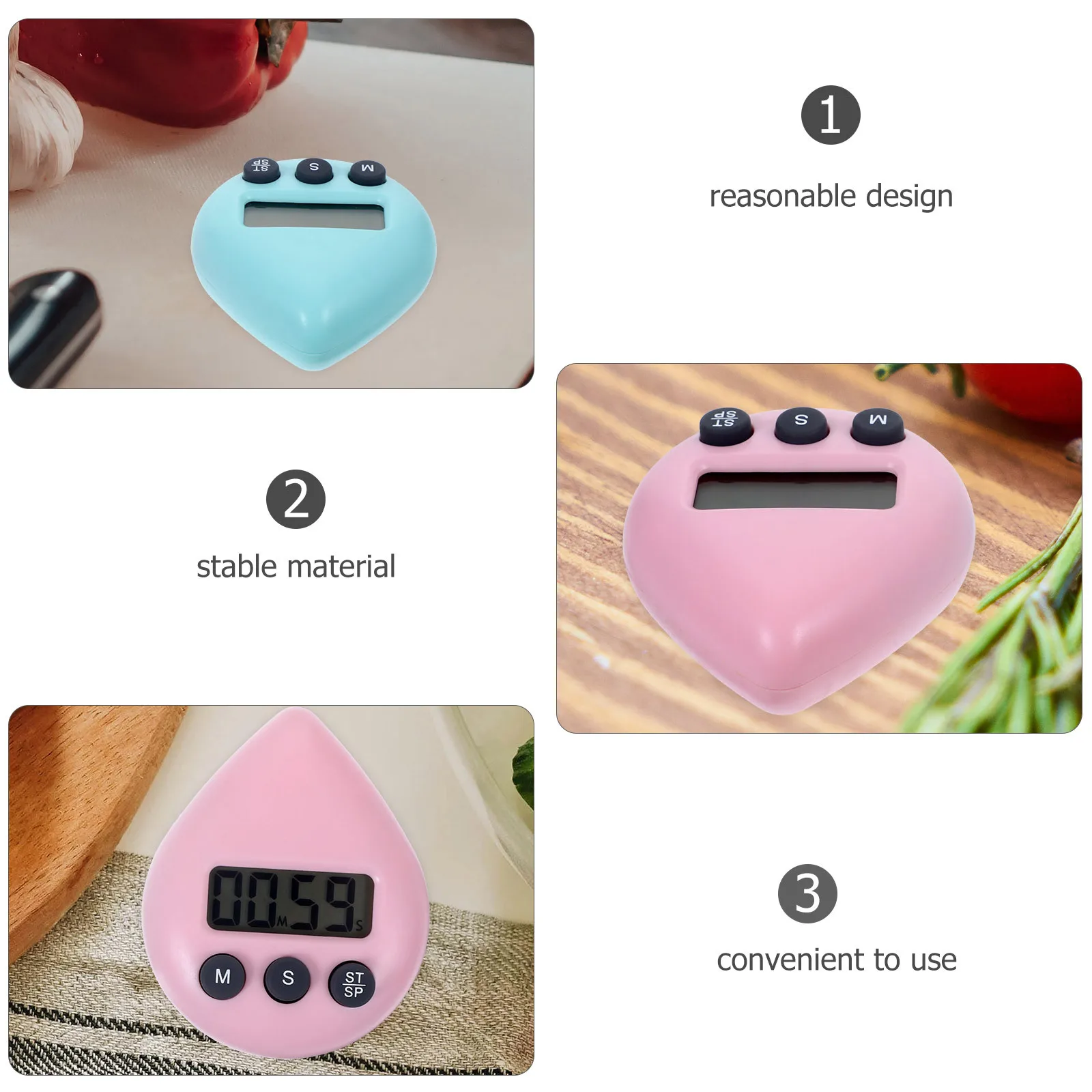 

2 шт., кухонный мультяшный обратный отсчет для приготовления пищи, цифровые электронные маленькие кухонные инструменты, многоразовый бытовой таймер, пластиковый таймер