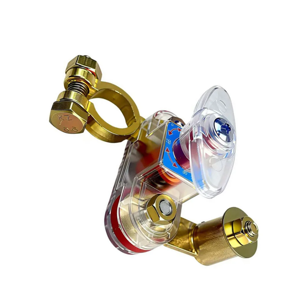 12V-24V Switch Battery Disconnect Dual Rotation Design Rotatable Terminals Pure Copper Plates Battery Switch Red
