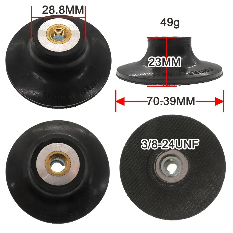 3 Inch 75MM Quick Change Roll Lock Disc 1/2/3Pcs Holder Adapter Kit with 3/8-24UNF Shank for Polishing Sanding and Grinding
