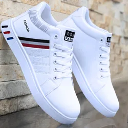 White Vulcanized Sneakers Men's Flats Comfortable Shoes Lace up Zapatillas Hombre Autumn Spring Fashion Sneakers Drop Shipping