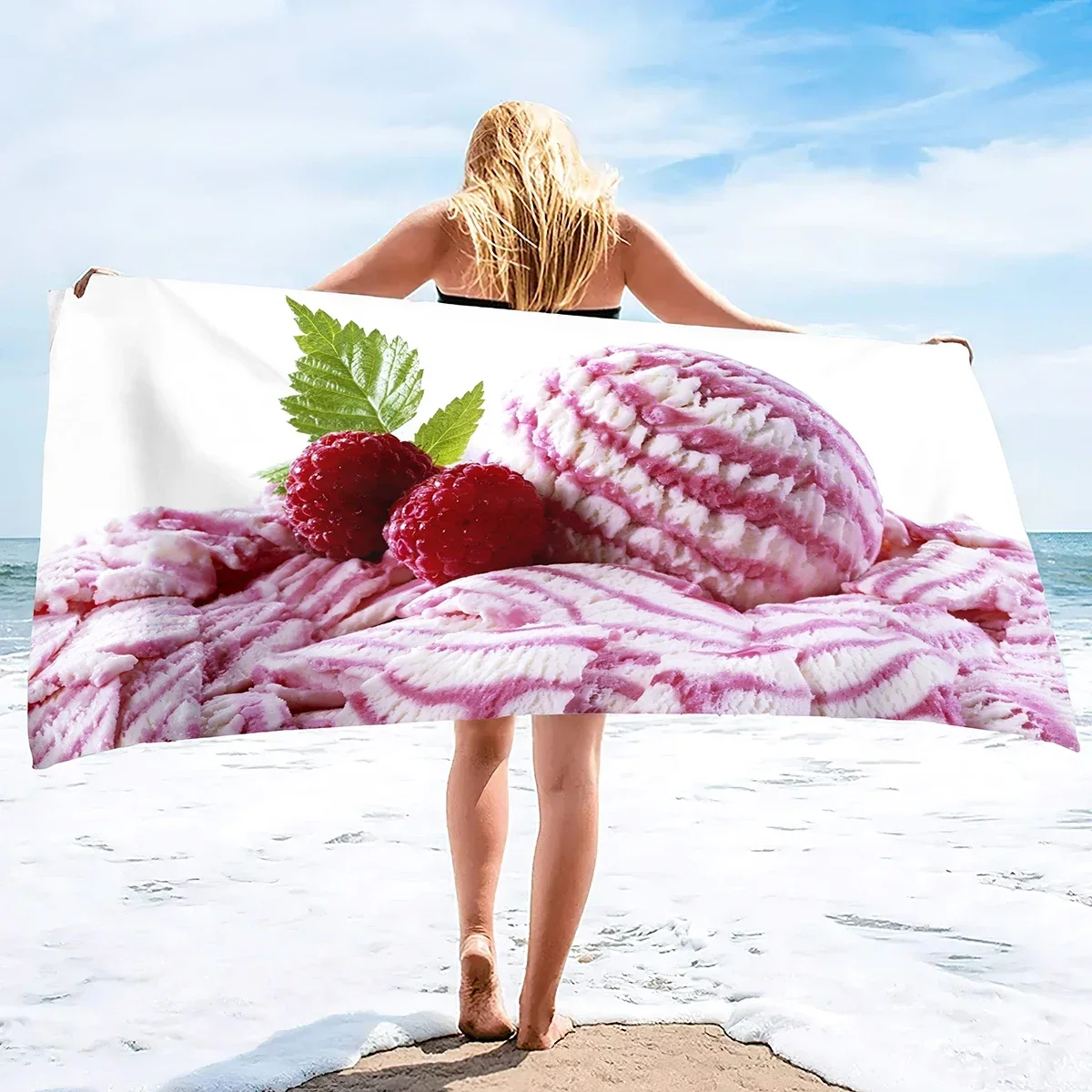 Summer Beach Towel for Adults Kids, Ice Cream Quick Dry Bath Pool Towels Beach Accessories Microfiber Sand Free Beach Towels