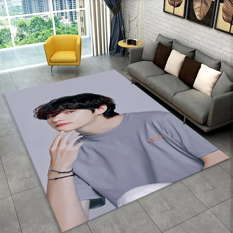 

Ковер K-pop BTS V (Ким Тэ Хён) для игровой комнаты, спальни, гостиной, дивана, домашнего декора, детский коврик, нескользящий напольный коврик, подарок