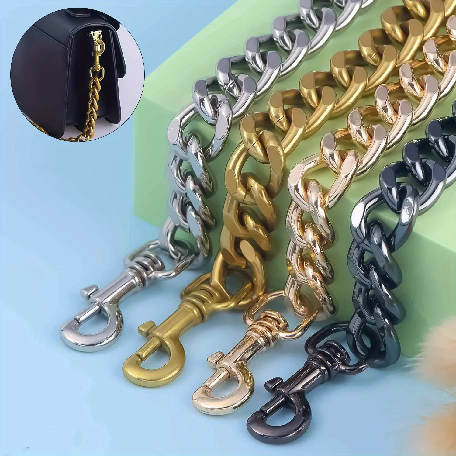 Metal Aluminum Chain Wallet Messenger Bag Shoulder Strap Replacement Thick Chain DIY Decorative Sling Bag Chain