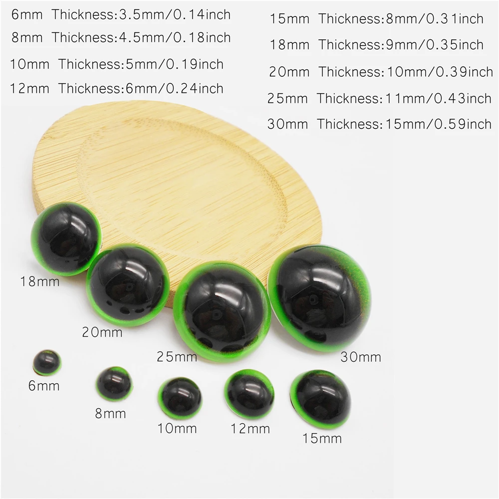 5/10/15/25 Pairs Half Ball Glass Eyes Animal Cat Hemisphere Eyes Cabochons for DIY Toy Doll Making Jewelry Crafts Decor 6-30mm