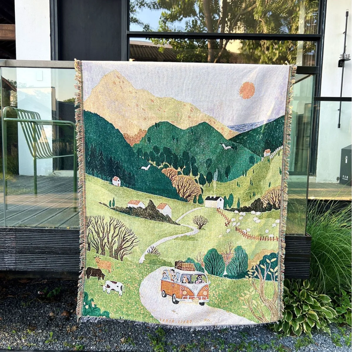 2026 Jacquard Landscape Tapestry Throw Blanket Bohemian Art Sofa Cover Versatile Camping Travel Blanket Vintage Lodge Decor