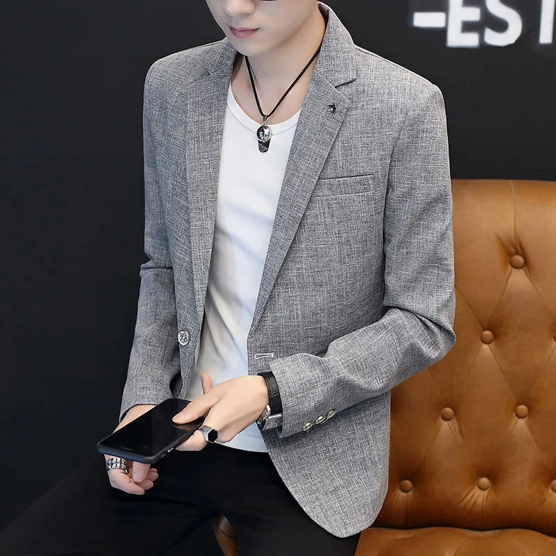 

Fashion Luxury Blazers Men Korean Style Solid Color Small Suit Spring Autumn Long Sleeve Slim Fit Suit Jacket Coat Streetwear