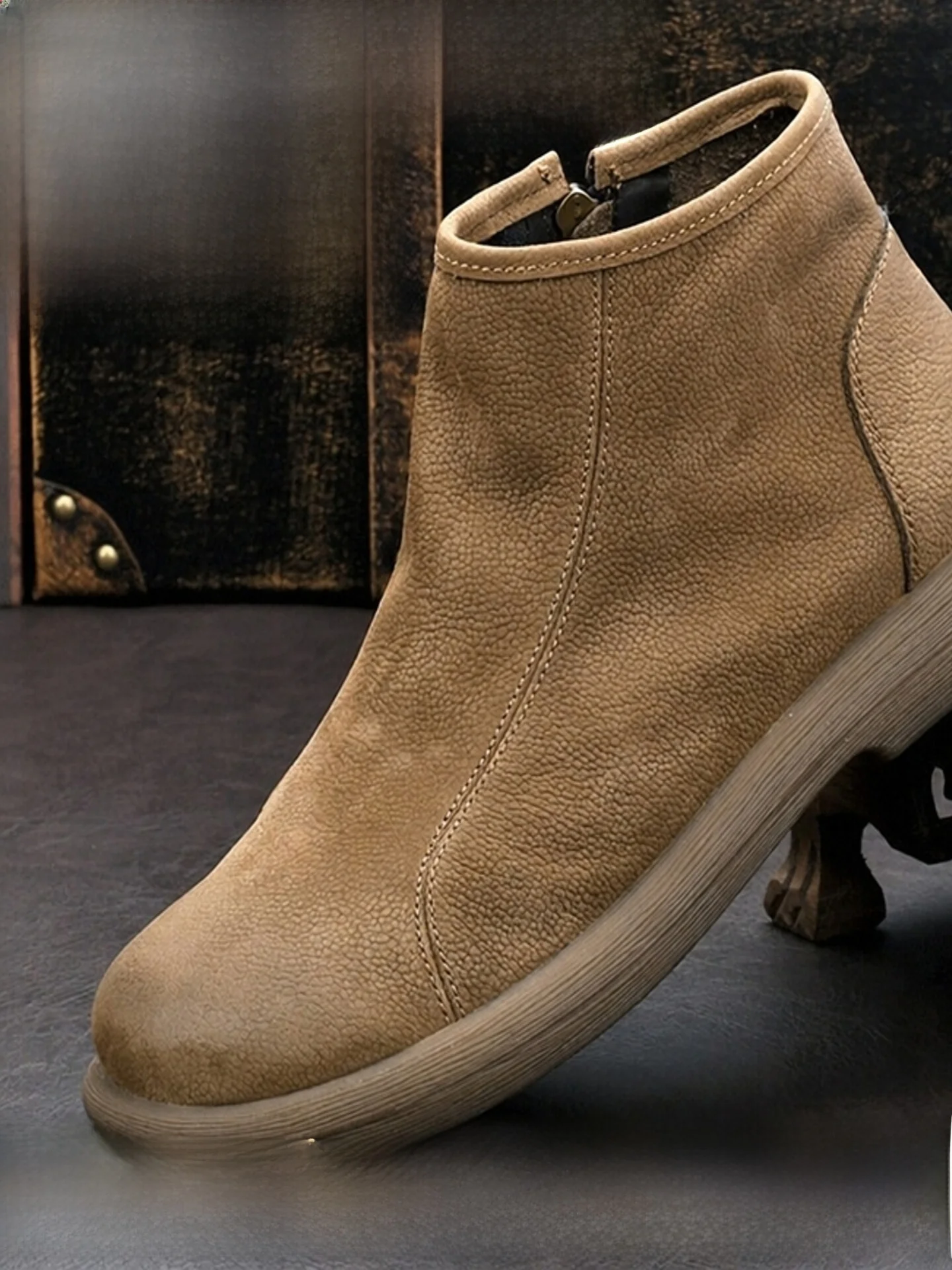 

Мужские ботинки челси из мягкой кожи в винтажном британском стиле, на молнии, высокие, повседневные, с круглым носком, на низком каблуке, с резиновой подошвой