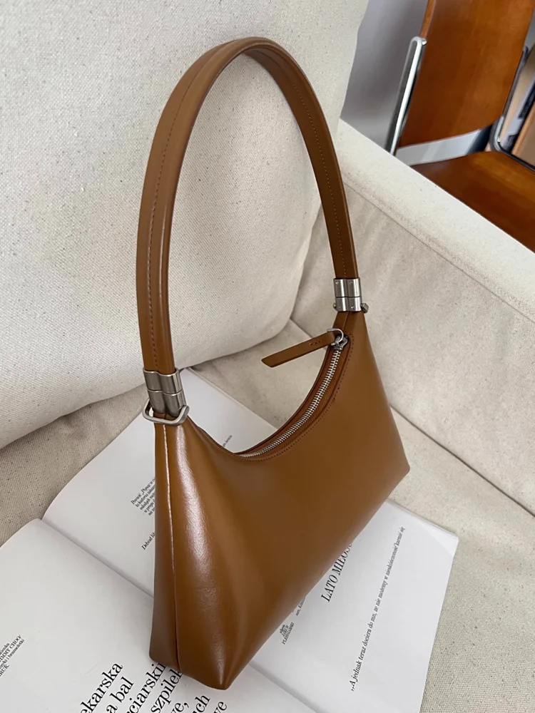 Fashion Elegant Underarm Bag Simple Retro Women Genuine Leather Tote Bag\\Handbag Real Leather Lady Shoulder Crossbody Bag