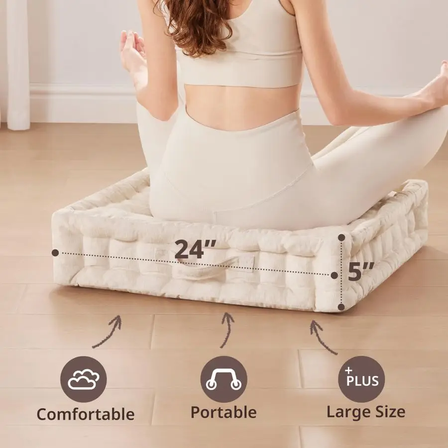 

Большая напольная подушка для взрослых, подушка для йоги или медитации с ручкой, напольная подушка для настольных игр, из блестящего шенилла с тафтингом, H