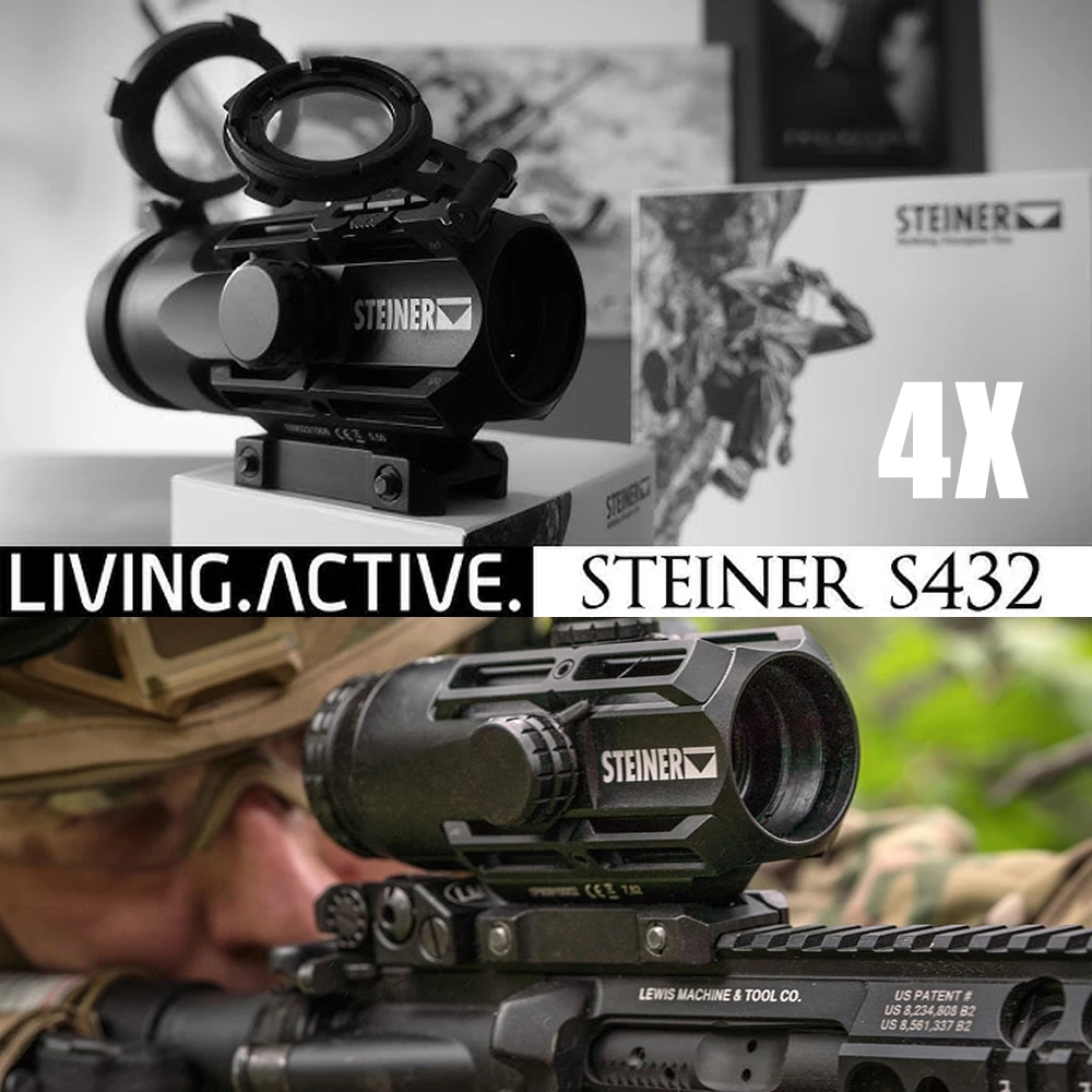 

S432 4x magnifying scope, ultra-clear, shock-resistant short sight, suitable for tactical hunting, CQB