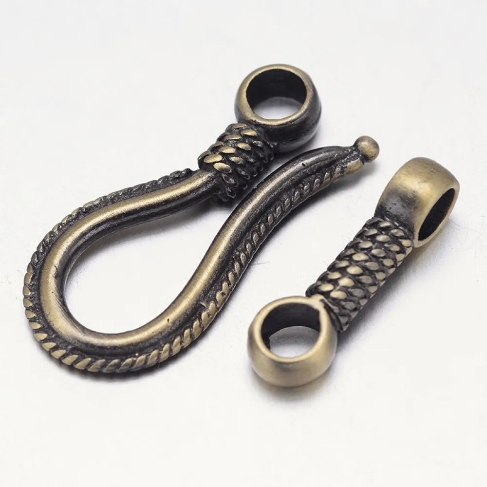 خطاف نحاسي مطلي بالرف ومشابك على شكل حرف S خالية من النيكل المصقول والبرونز العتيق 45 × 14 × 4 مم الفتحة: مجموعة 3.5 مم #2