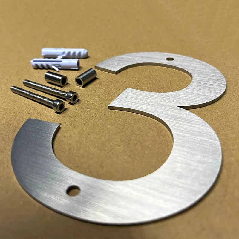 127mm Stainless Steel House Number 0 To 9 Outdoor Floating Metal Doorplates Yard Address Sign Plates Exterior Front Door Numbers