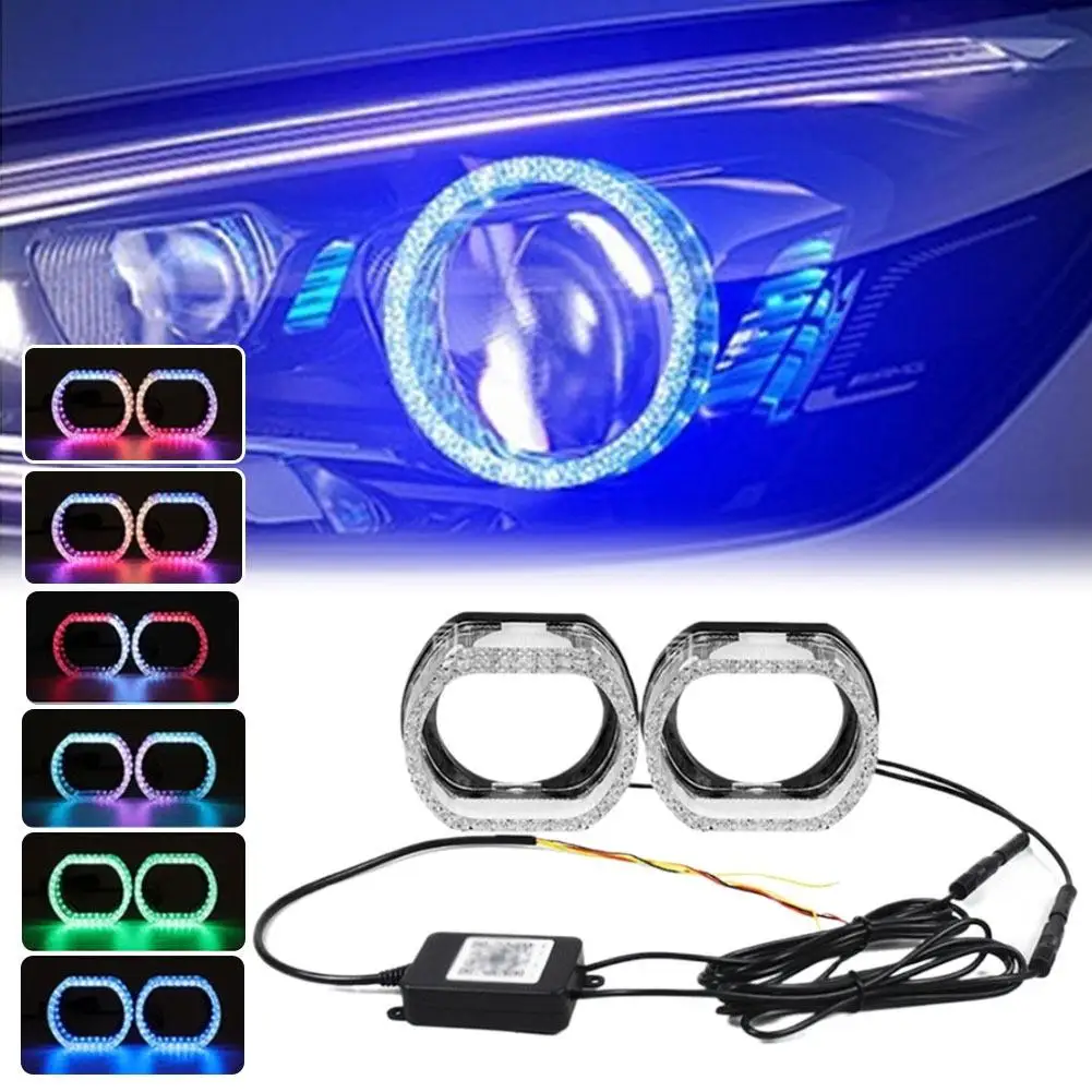 

2.5/3" Symphony Led Angel Eyes Фара RGB LED Halo Ring Light 5D APP Control DRL Дневные ходовые огни с указателем поворота